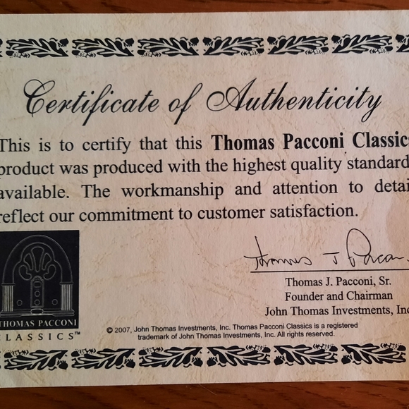 Genuine Thomas Pacconi Oak Watch Box~Velvet Pads w/COA - Picture 9 of 9